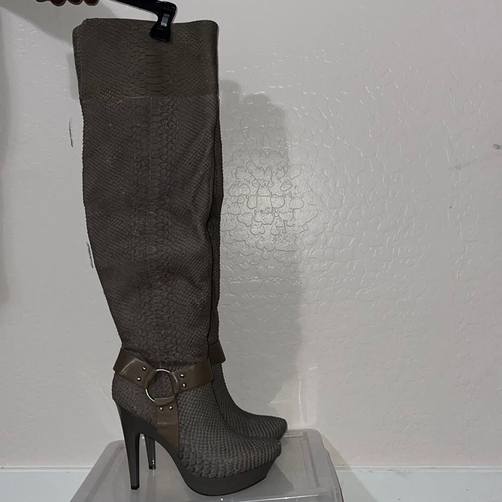 Jessica Simpson over the knee boots. Faux snake skin